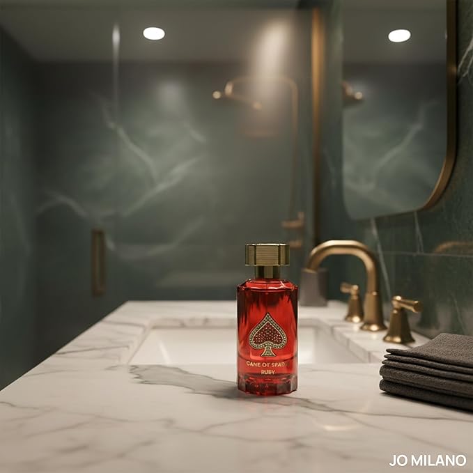 Jo Milano Game of Spades Ruby Parfum Spray | 3.4 oz (100ml) | Fruity, Amber, Sweet, Musky, Rose, Saffron Scent | Long Lasting Fragrance for Men and Women (Unisex)