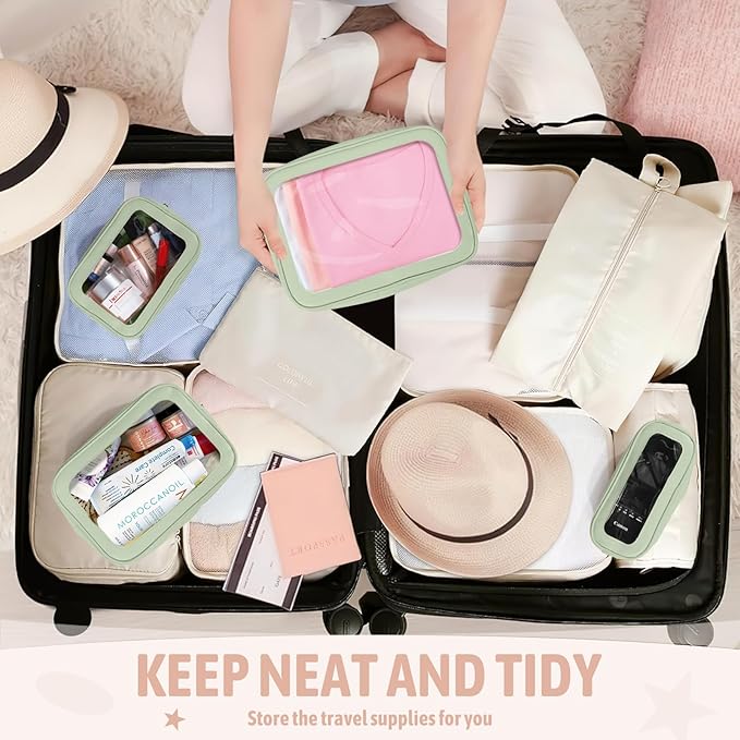 5 Pack Clear Toiletry Bag,TSA Approved Travel Makeup Pouch with Zipper for Cosmetics and Toiletries，Diaper Bag Organizer Pouch Set,Purse Organizer for Christmas Women Gift