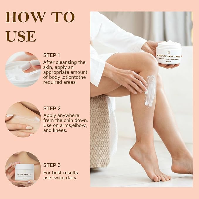 Crepe Firming Body Cream, Extra Large Size Body Skin Cream Lotion for Aging Crepe Skin Improve Natural Elastin with Collagen Production for Neck Arms Leg Deeply Moisturizer Cream, 10 oz