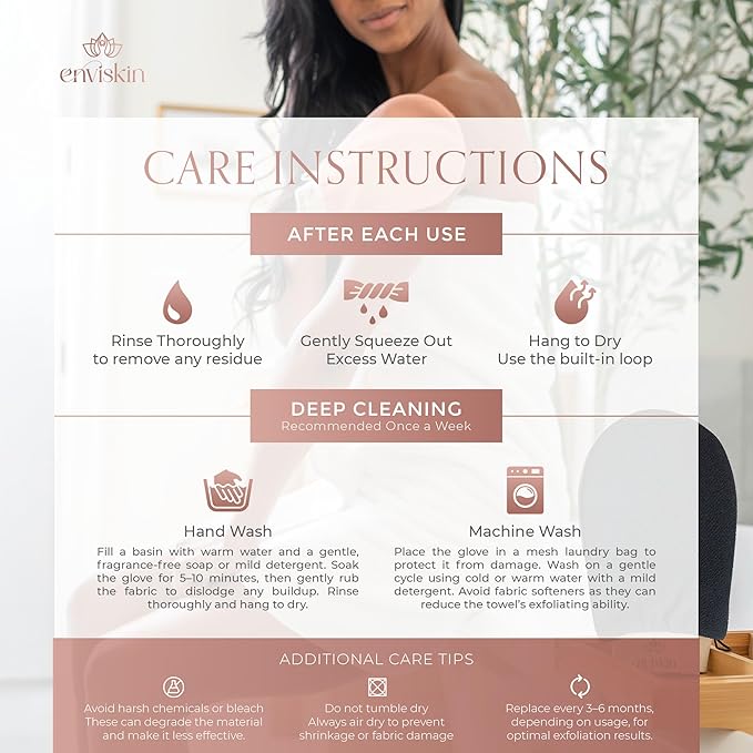 Enviskin Dermaglow Deep Exfoliating Glove - Plant Based Body Exfoliator for Kerotosis Pilaris & Spray Tan Removal -Pink