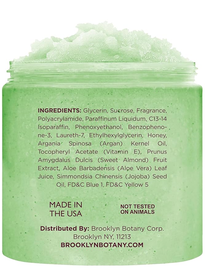 Brooklyn Botany Green Tea Honey Sugar Scrub for Body 10 oz – Deeply Hydrating and Gently Exfoliating Body Scrub for Women and Men – Moisturizing and Nourishing the Skin