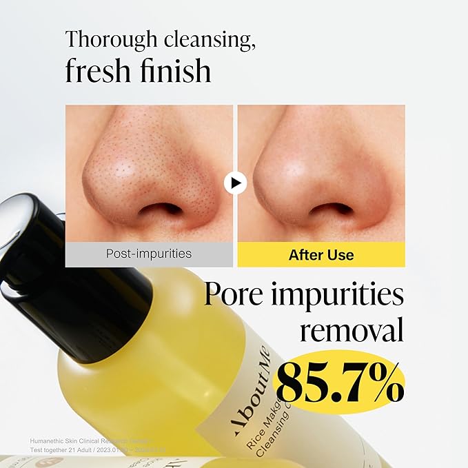 About Me Rice Makgeolli Cleansing Oil – Korean Makeup Remover Cleanser for Sensitive Skin – Daily Makeup Removal with Rice Bran Oil – Korean Skin Care – 6.59oz, 195ml