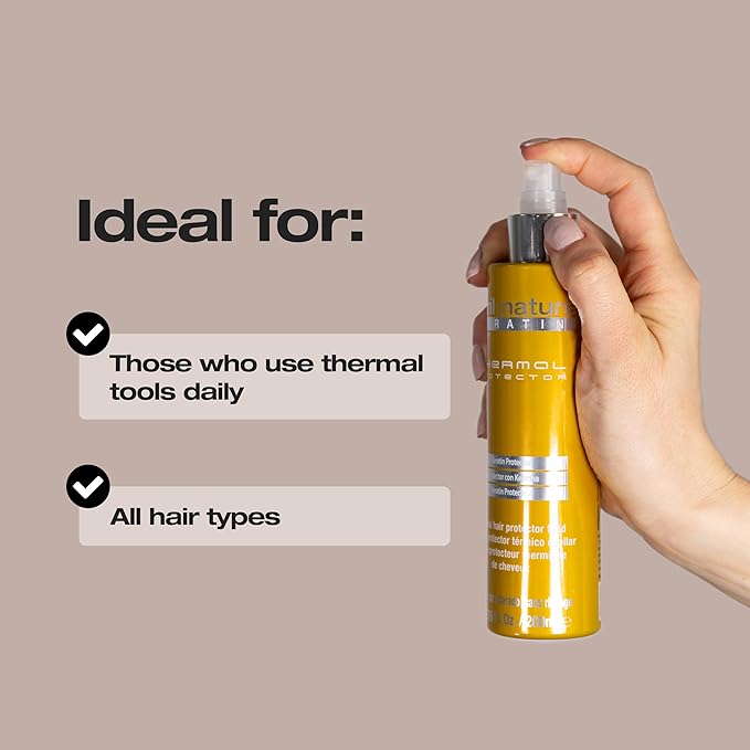 abril et nature - Keratin Repair Thermal Protector - All Hair Types - Protects Hair from Straighteners and Hair Dryers - With Keratin - Hydrated and Soft Hair - 200 ml