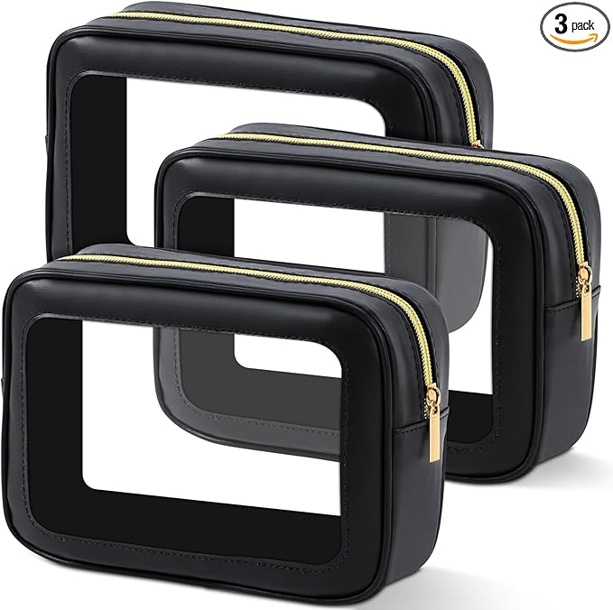 YOPCDJ 3PCS Diaper Bag Organizer Pouch Set, TSA Approved Toiletry Bag，Clear Waterproof TPU Makeup Bag Set Travel Organizer Bags for Women and Kids