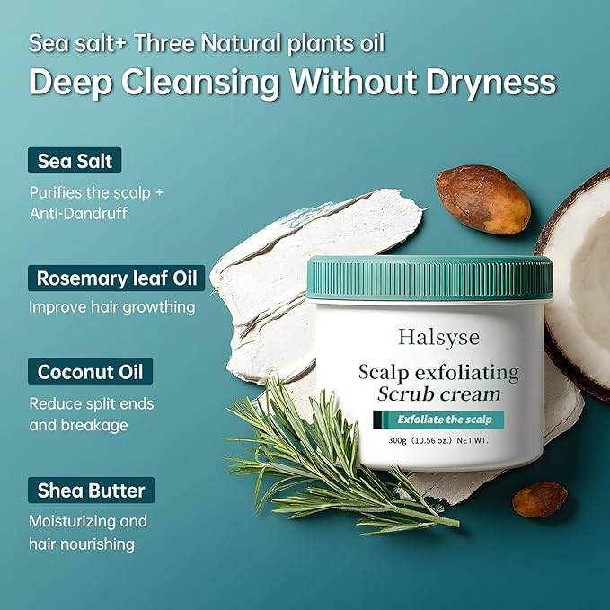 𝐒𝐜𝐚𝐥𝐩 𝐒𝐜𝐫𝐮𝐛 & 𝐒𝐡𝐚𝐦𝐩𝐨𝐨 - Exfoliating Hair & Scalp care | Sea Salt Deep-Cleansing to Remove Build-Up | Anti-Dandruff & Itch Relief for a Balanced Scalp