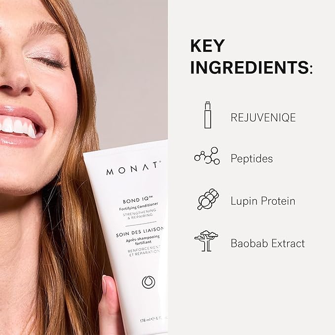 MONAT BOND IQ™ Fortifying Conditioner – Strengthening & Repairing Formula for Softer, Smoother Hair - Restores Resilience, Reduces Breakage, Boosts Shine & Manageability – 178 ml / 6 fl oz