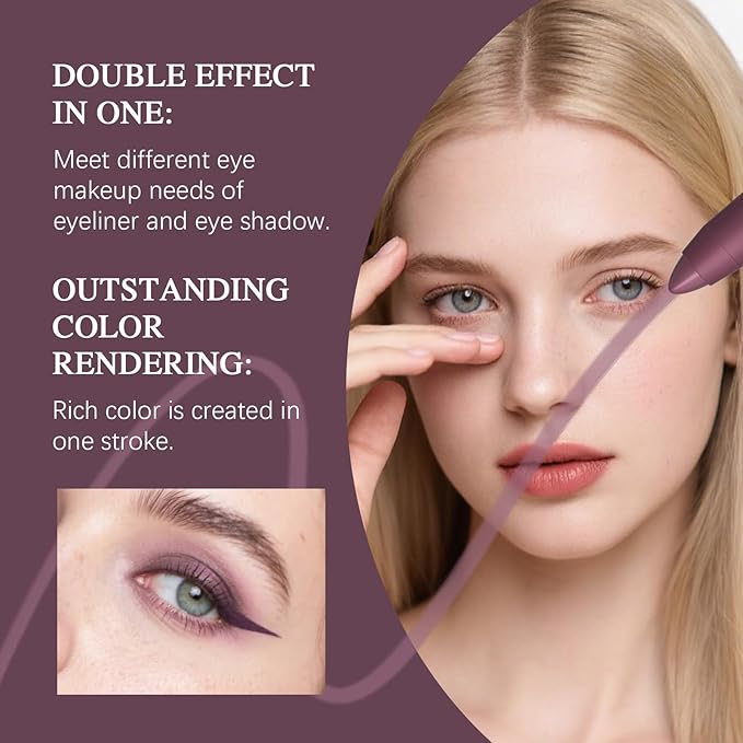Mitlume Perfect Color Duo-Shadow Liner 2-in-1 Eyeliner & Eyeshadow,Chiura Plum Eyeshadow Stick,Waterproof Smudge-Proof Long-Lasting Makeup, Effortless Smoky or Natural Eye Makeup,Easy to Color(01+06)