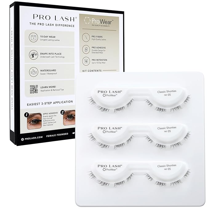 Pro Lash ProWear Professionally Styled Lash Clusters - Easiest to Apply Eyelash Cluster - 10 Day Eyelashes - Waterproof Lashes Clusters - 3 Sets - Classic Shorties No. 05 - Black