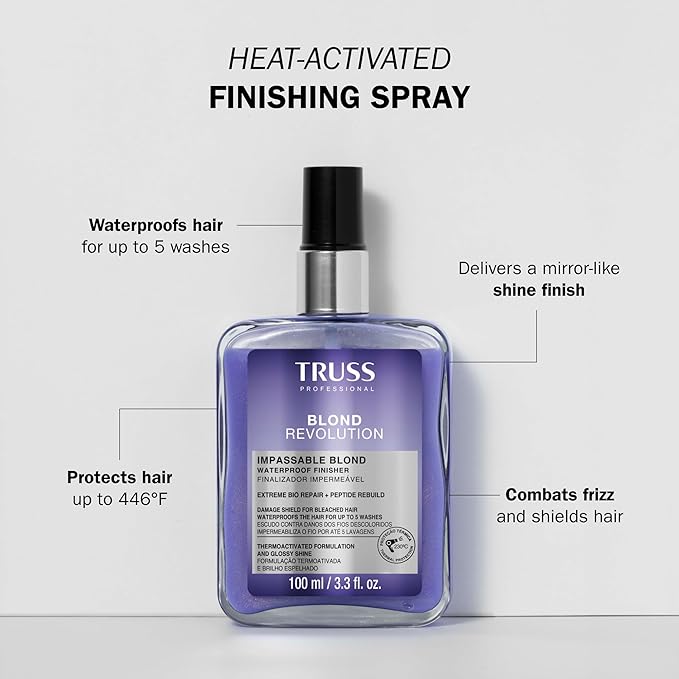TRUSS Blond Revolution Impassable Heat Protectant Spray - Frizz Control Waterproof Spray Designed to Shield Hair, Combat Frizz & Deliver Intense Shine - Ensures Long-Lasting Protection (3.3 fl oz)