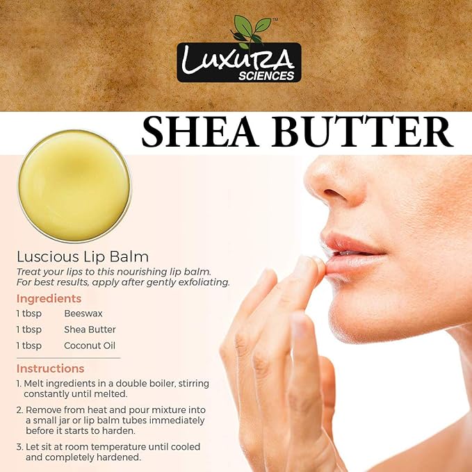 Luxura Sciences African Shea Butter | 100% Pure & Unrefined Raw Shea Butter for Skin & Hair | Deep Moisturizer for Face, Body & Scalp | Ideal for DIY Lotion, Soap Making & Lip Balm | 7.05 Oz (200g)