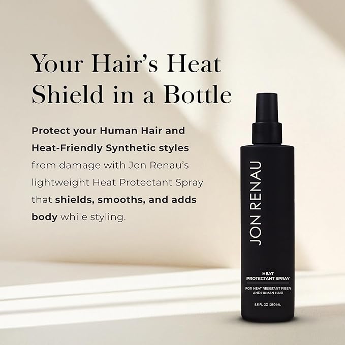 Jon Renau Heat Protectant Spray, Heat Activated Wig Spray for Human and Heat-Friendly Synthetic Hair, Non Stick Thermal Styling Support for Heat Friendly Wigs and Extensions, 8.5 Ounces