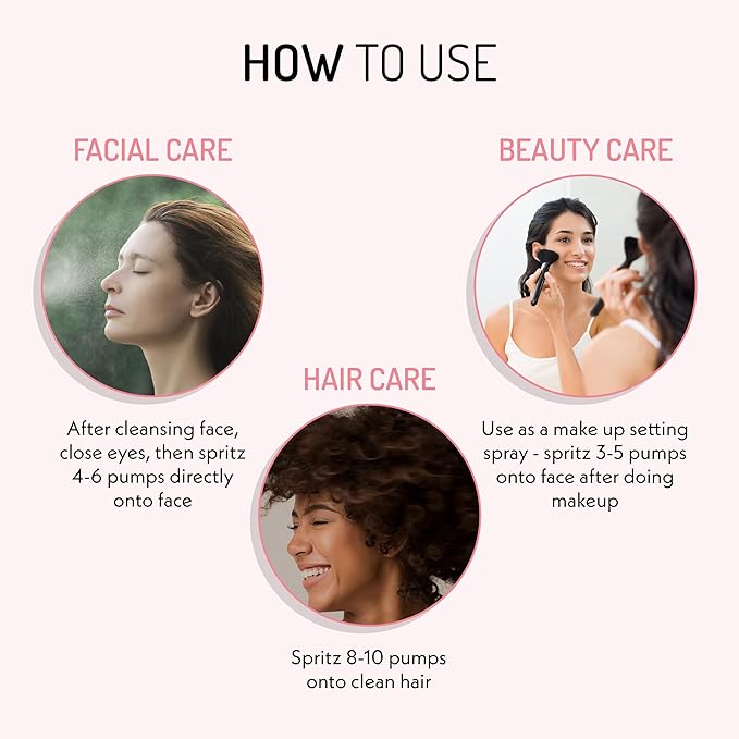 Eve Hansen Organic Rose Water Spray for Face | Huge 8 oz Moroccan Rosewater Face Toner and Makeup Setting Spray | Soothing Neck and Face Mist to Reduce Eye Puffiness, Dark Circles and Redness