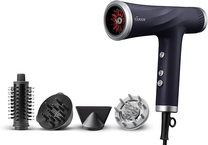 YA-MAN SPA Styler Blow Dry + Scalp Massage Essential Kit| Professional Hair Styling (Navy)