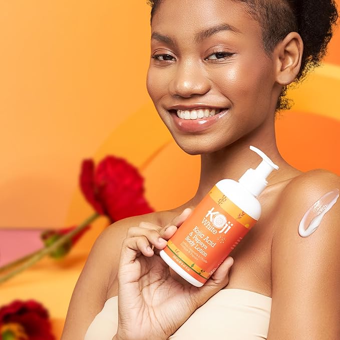 Koji White Kojic Acid & Papaya Body Lotion - Exfoliating, Hydrating, Moisturizing, Skin Care for Sun-Damaged Skin, Vegan, Paraben-Free, 8.45 Fl Oz (1 Bottle)