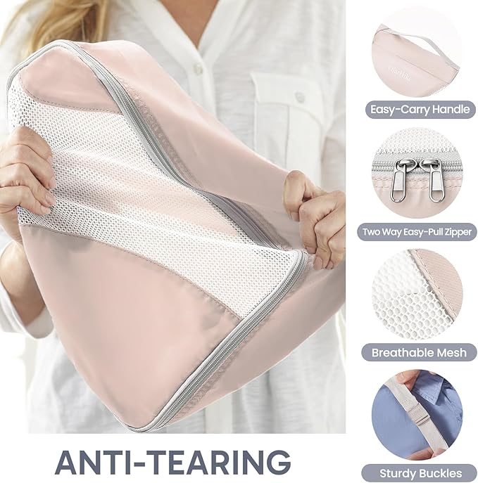 OlarHike ALL INCLUDED 10 Set Durable Packing Cubes for Travel,Gifts for Women Mom Men,Luggage & Suitcase Organizers with Toiletry Bag,Vacation Essentials for Cruise & Plane,Beach Accessories,Beige