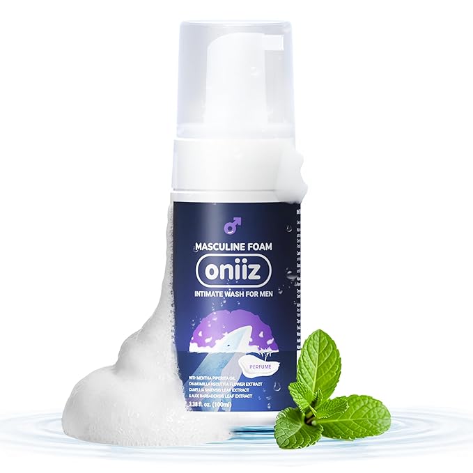 Masculine Foam Perfume Intimate Wash for Men, Triple-Barrier Intimate Defense - Prevents Odor & Itching, Natural Ingredients, pH Balance - Sweet & Alluring Aroma 3.38 fl. oz