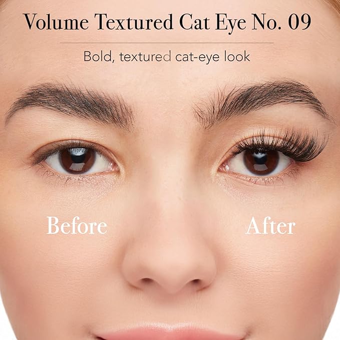 Pro Lash ProWear Professionally Styled Lash Clusters - Easiest to Apply Eyelash Cluster - 10 Day Eyelashes - Waterproof Lashes Clusters - 3 Sets - Volume Textured Cat Eye No. 09 - Black