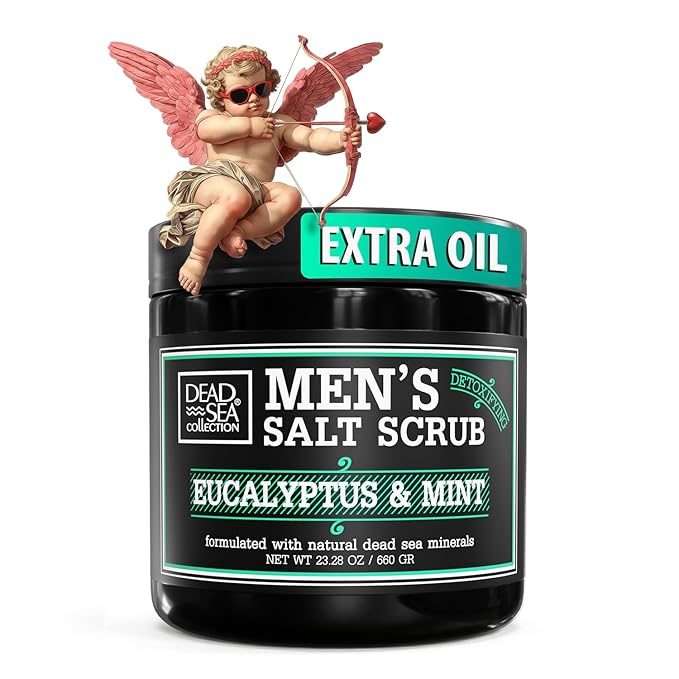 Salt Body Scrub Eucalyptus & Mint For Men– Moisturizes, Exfoliates & Nourishes Skin – Cleanses & Detoxifies with Dead Sea Minerals – Dead Sea Collection - 23.28 OZ