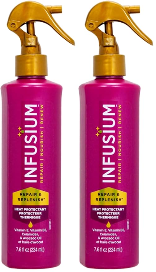 Infusium Repair and Replenish Heat Protector - Nourishing Heat Protection Spray for Hair with Vitamin E and Avocado Oil - Moisture Lock - 7.6 oz (Pack of 2)