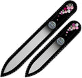 Nail File - Mont Bleu Premium Set of 2 Glass Nail Files Hand Decorated with Crystals - Genuine Czech Tempered Glass - Gifts for Women - Best Glass Nail Files for Natural Nails