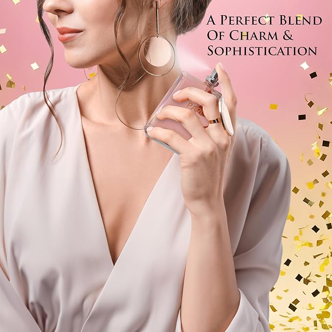 NovoGlow Paris For Her Eau de Parfum Spray Perfume, Fragrance For Women-Daywear, Casual Daily Cologne Set with Deluxe Suede Pouch- 3.4 Oz Bottle- Ideal EDT Beauty Gift for Birthday, Anniversary (3.4)