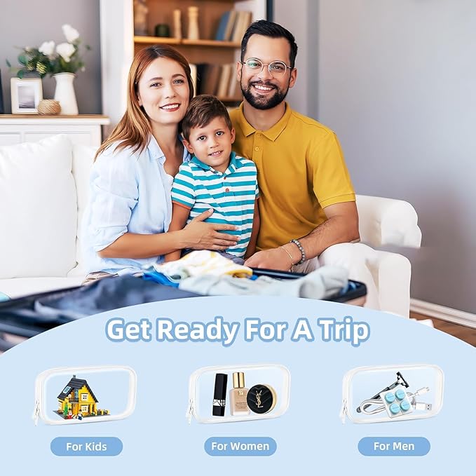 4PCS Clear Hard Shell Zippered Case,Professional-Plastic Clear Zipper Pencil Case,Small Double Zippered Toy Storage Organizer Bags for Craft,Toiletry Zipper Pouch,Travel Organizer,Cosmetic Bag