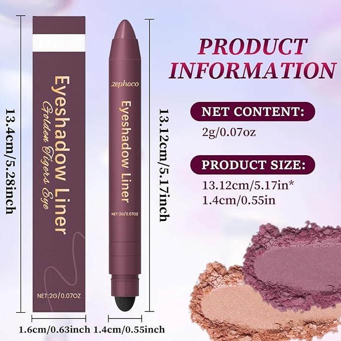 Shadow Liner 2in 1 Eyeliner Eyeshadow,Shadow Liner Duo Plum,2-in-1 Eye Makeup Eyeliner +Eyeshadow,Waterproof,Smooth,Easy to Color(Champagne+Purple)