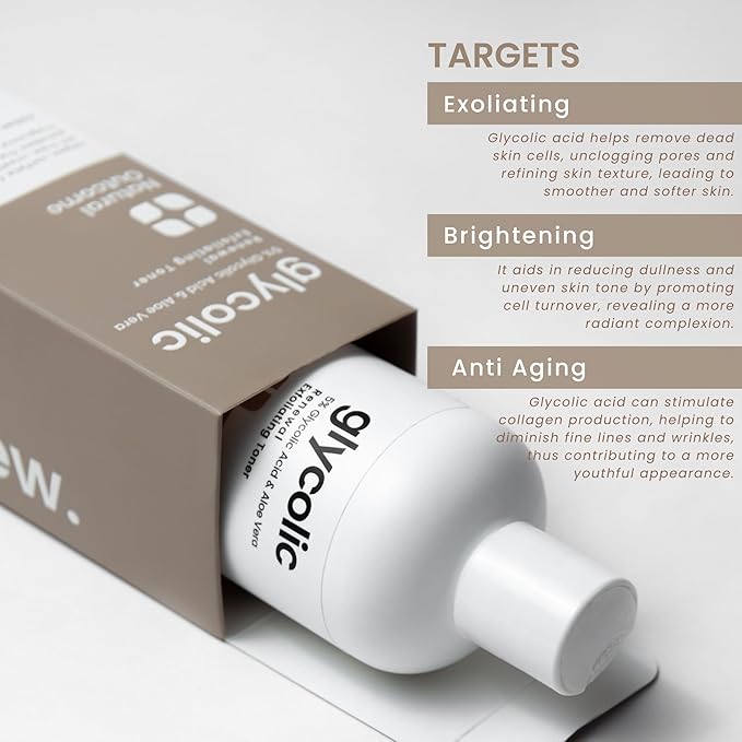 Natural Outcome Glycolic Acid Toner 5% for Face | Gentle Exfoliating Toner - with Aloe Vera & Quinoa Extract | Advance Anti-Aging Toning Solution Rejuvenates Skin & Minimizes Pore Appearance | 8 oz