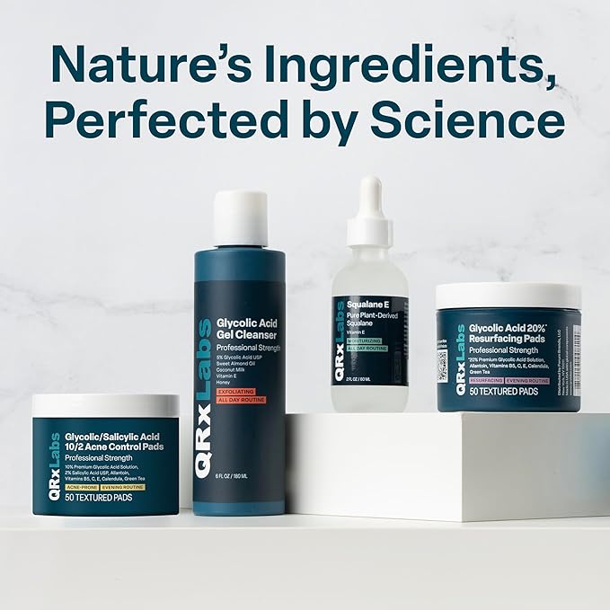 QRxLabs Glycolic Acid Toner - 10% Glycolic Acid Exfoliant with Salicylic Acid - Hydrating Face Exfoliator - Pore Toner & BHA Liquid Exfoliant with Witch Hazel - 6 Fl Oz