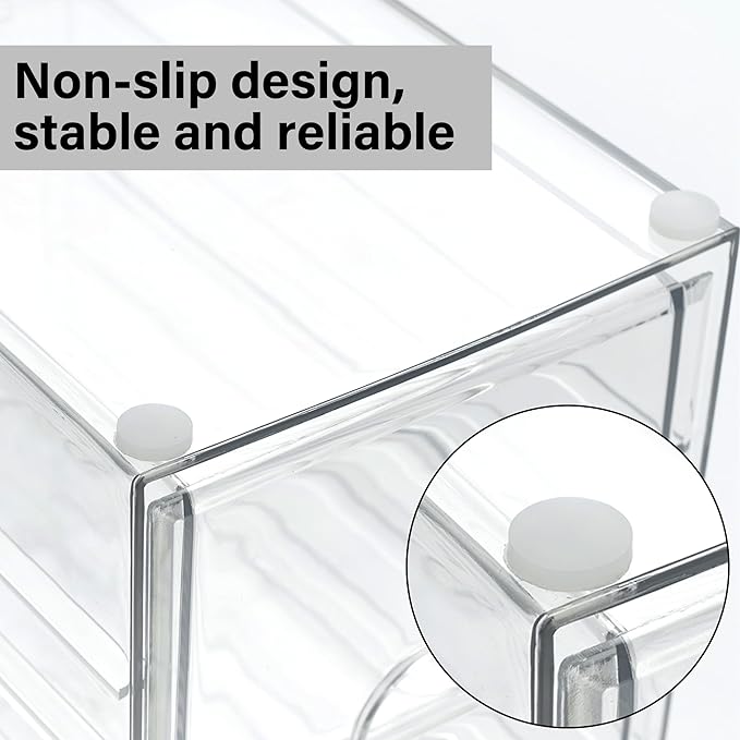 Prsildan Acrylic Drawer Makeup Organizer with 3 Drawers, Clear Stackable Storage for Baby Bottles, Craft, Jewelry & Hair Accessories, Multi-Use for Vanity, Countertop, Office Desk Organization