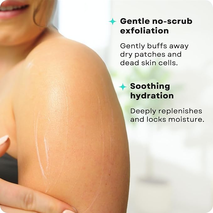 AmLactin Calm & Renew Lotion - Therapeutic Body and Face Moisturizer for Sensitive Skin - No-Scrub Exfoliator and Body Lotion for Dry Skin with Lactic Acid AHA and Soothing Ginger Root, 14.1 oz