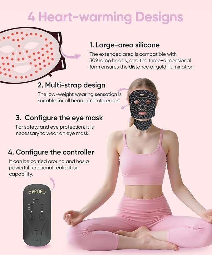 Red Light Therapy Mask for Face and Neck, 7-Color LED Face Mask Light Therapy with 850nm NIR -Professional Red Light Therapy for Face, Skin Rejuvenation, Anti-Wrinkle & Firming at Home