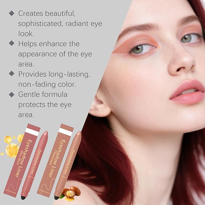 Mitlume Perfect Color Duo-Shadow Liner 2-in-1 Eyeliner & Eyeshadow,Chiura Plum Eyeshadow Stick,Waterproof Smudge-Proof Long-Lasting Makeup, Effortless Smoky or Natural Eye Makeup,Easy to Color(06+03)