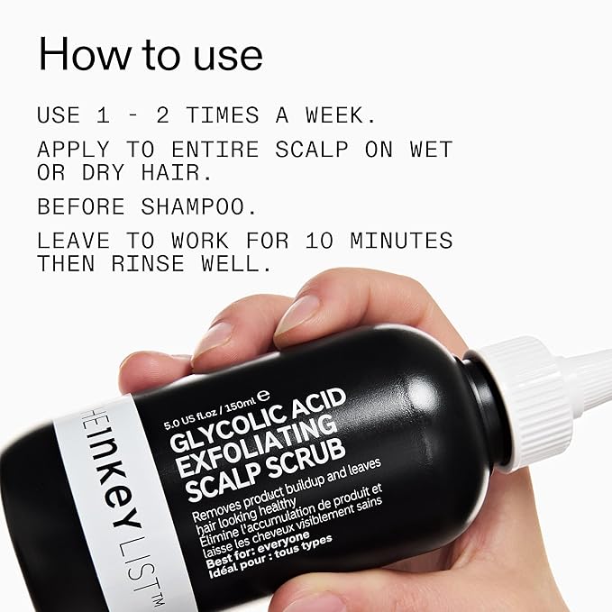 The INKEY List Glycolic Acid Exfoliating Scalp Scrub, Scalp Exfoliant Helps Remove Product Build Up and Boost Healthy Hair Growth for Healthy-Looking Hair, 5.07 fl oz