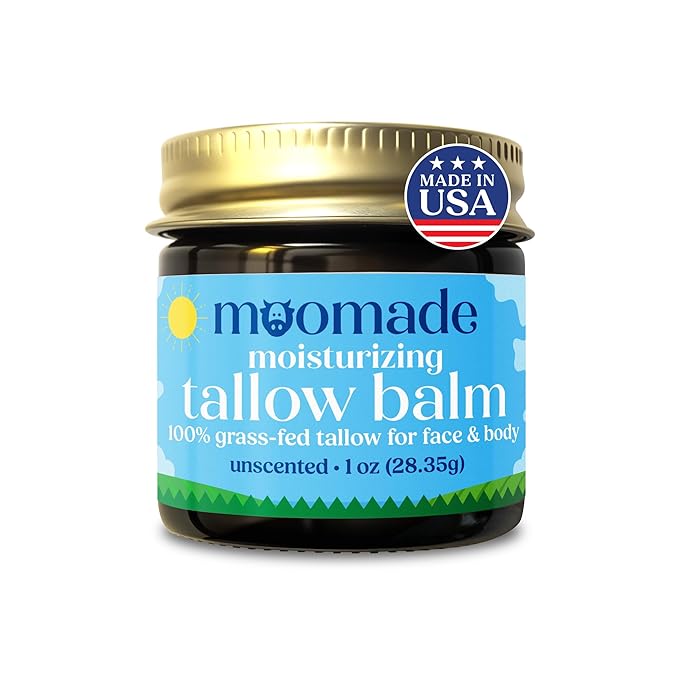 Organic Beef Tallow Balm with Rosehip Oil | Unscented 1 oz – Hand Made in USA 100% Grass-Fed Beef Tallow Moisturizer for Face & Body, Baby, Eczema, Acne-Prone & Sensitive Skin