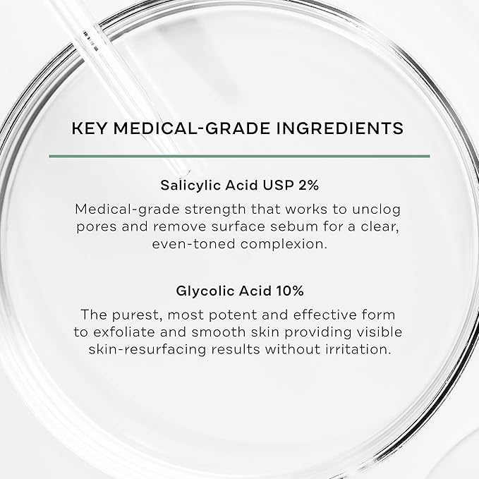 Replenix Gly-Sal Clarifying Acne Pads, 60 Count, Medical-Grade 10% Glycolic Acid & 2% Salicylic Acid Exfoliating Pads for Acne-Prone Skin, Help Clear Blemishes & Refine Pores, Non-Oily