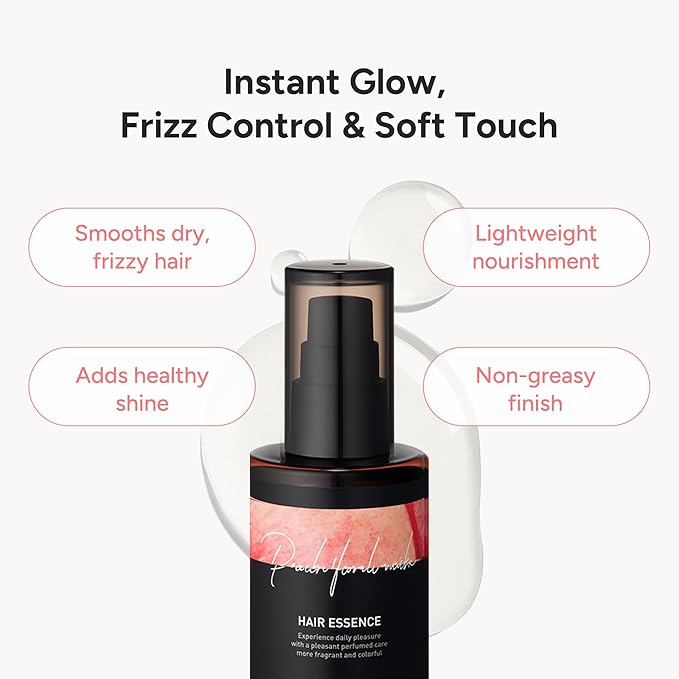 2-in-1 Korean Hair Perfume Oil & Serum with Morrocan Argan Oil & 12 Amino Acids for Dry, Damaged, Glass Hair Shine & Frizz-Control – Paraben & Alcohol-Free – Peach Floral Musk – 100ml / 3.38 fl oz