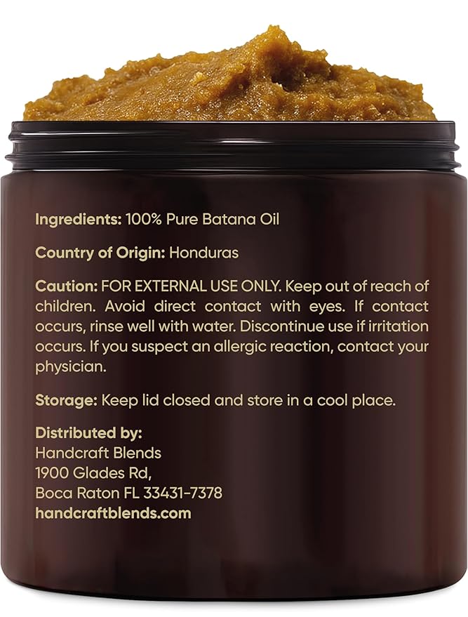 Handcraft Blends Raw Batana Oil for Hair Growth – 4 oz – 100% Pure and Natural – Unrefined Batana Hair Mask for Dry Damaged Hair – Cold Pressed and Hexane Free