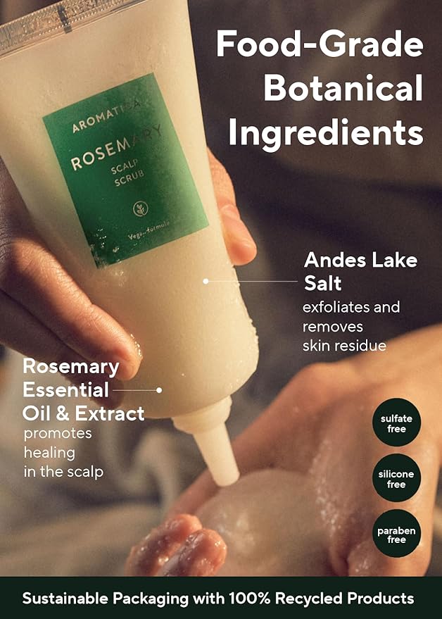AROMATICA Rosemary Scalp Scrub (2 Packs) 5.82oz / 165g, Gift Set, Sulfate-Free, Silicone-Free, Vegan, Scalp Cleansing with Salt Granules, Invigorates and Exfoliates Scalp, Micro-Exfoliate