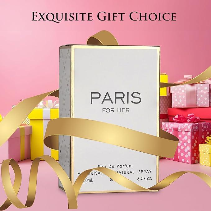 NovoGlow Paris For Her Eau de Parfum Spray Perfume, Fragrance For Women-Daywear, Casual Daily Cologne Set with Deluxe Suede Pouch- 3.4 Oz Bottle- Ideal EDT Beauty Gift for Birthday, Anniversary (3.4)