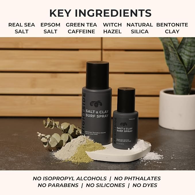 Salt & Clay Surf Spray - Instant Volume & Texture for Thicker Hair - Natural Sea Salt Spray for Men & Women - Hydrate with Light Hold, Alcohol-Free, Clean ingredients, 3oz Travel Approved