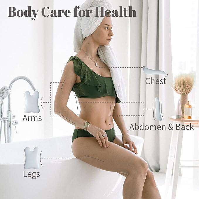 Rena Chris Guasha Massage Tool, 4 Pcs Gua Sha Facial Tool, Guasha Board for SPA Acupuncture Therapy Trigger Point Treatment, Gua Sha Scraping Massage Tool (White)