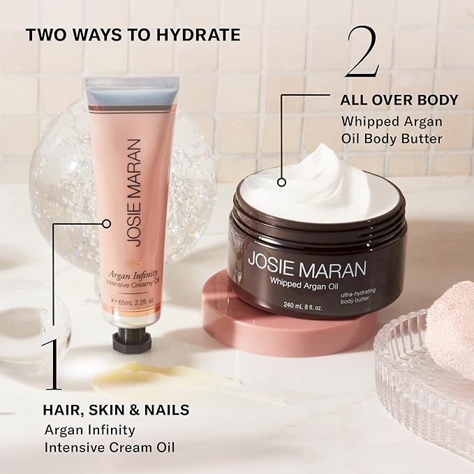 Josie Maran Whipped Body Butter - Skin Firming Body Cream with Argan Oil, Whipped Shea Butter, Avocado Oil & Essential Fatty Acids - Radiance-Boosting Skincare - Baked Lemon Bliss (2 Fl oz)