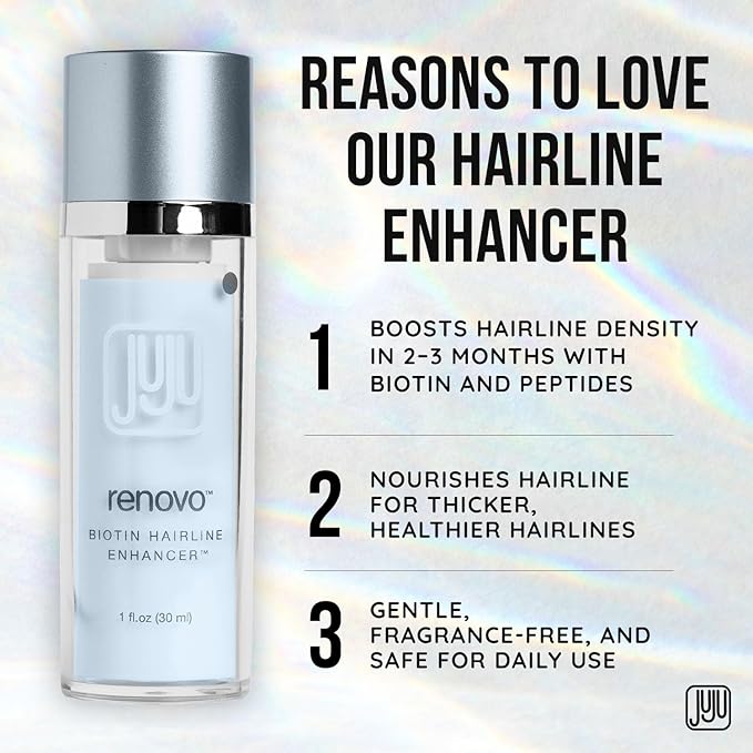 Renovo Biotin Hair Serum Women 1 Fl Oz Fragrance-Free Scalp Nourishing Hairline Enhancer, Hair Thickening Serum for Women, Gentle Formula Biotin Topical Scalp Serums for All Type of Thinning Hairlines
