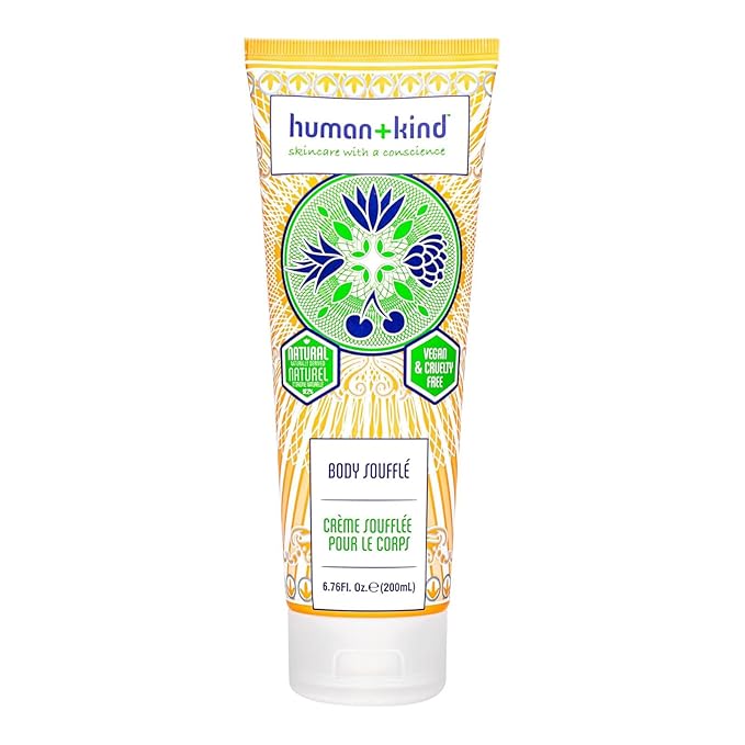Human+Kind Body Souffle - Light, Fluffy Skin Conditioner for Hydrating and Smoothing Dry Skin - Natural, Vegan Formula with Shea Butter and Apricot Kernel Oil - Light, Fresh Fragrance - 6.76 oz