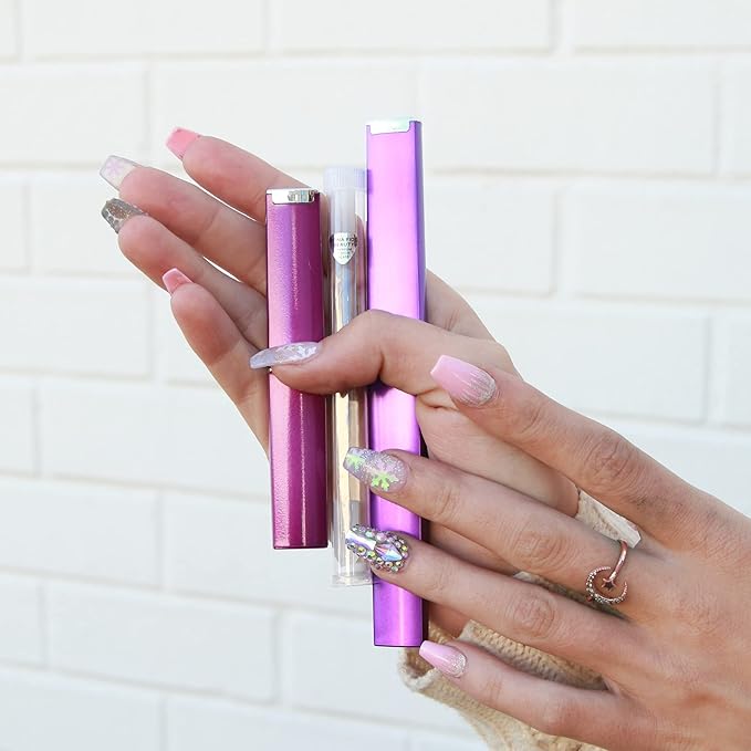 Bona Fide Beauty Glass Nail Files Kit in Purple- 3Pc Set Includes Glass Cuticle Pusher, Mini Travel Nail File, and Medium Glass File for Natural Nails