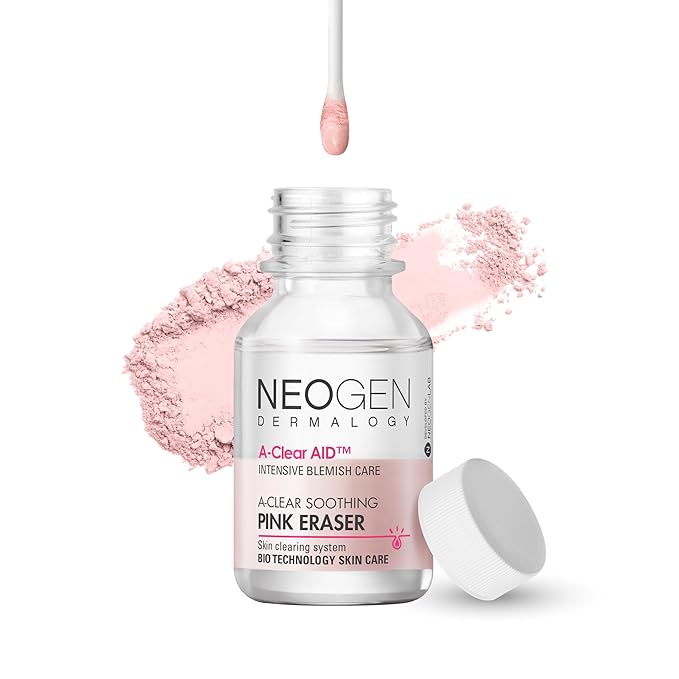 NEOGEN A-Clear Soothing Pink Eraser, Spot Care, Blemish Care, Korean Skin Care, Pink Pimple Drying Power, Calamine Powder, Nighttime Spot for Face and Skin (0.50 Fl Oz)
