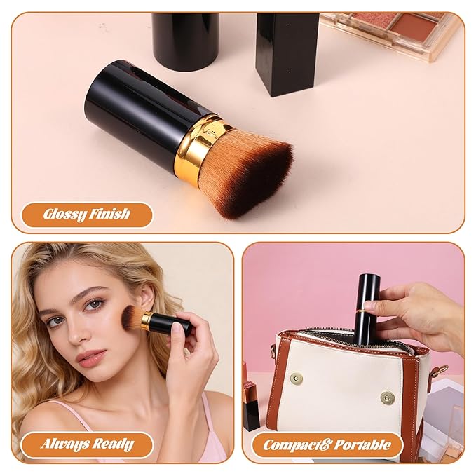 1 Pcs Liquid Makeup Brush Portable Kabuki Brush Retractable Makeup Brushs for Powder and Liquid Foundation Bronzer Blush and Other Face Cream Women Beginners