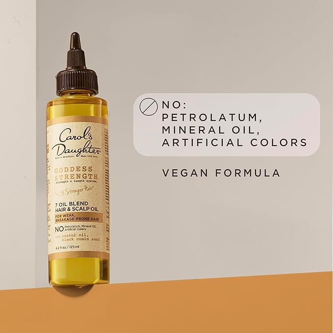 Carol's Daughter Goddess Strength 7 Oil Blend Scalp and Hair Oil for Waves, Coils and Curls, Hair Treatment with Castor Oil, 4.2 Fl Oz