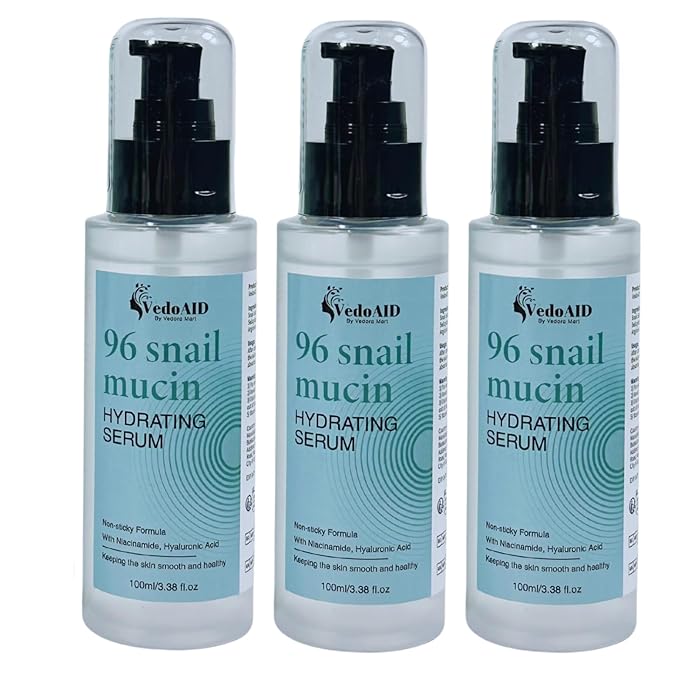 (3Pc) VedoAID Snail Mucin 96% Repair Essence: Advanced Hydrating Serum for Skin Repair, Anti-Aging, and Discoloration Correction (100ml each)